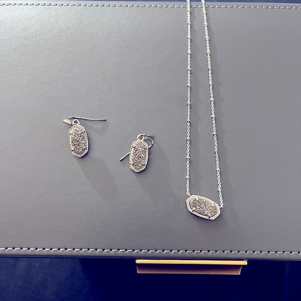 Kendra Scott Platinum Drusy Set